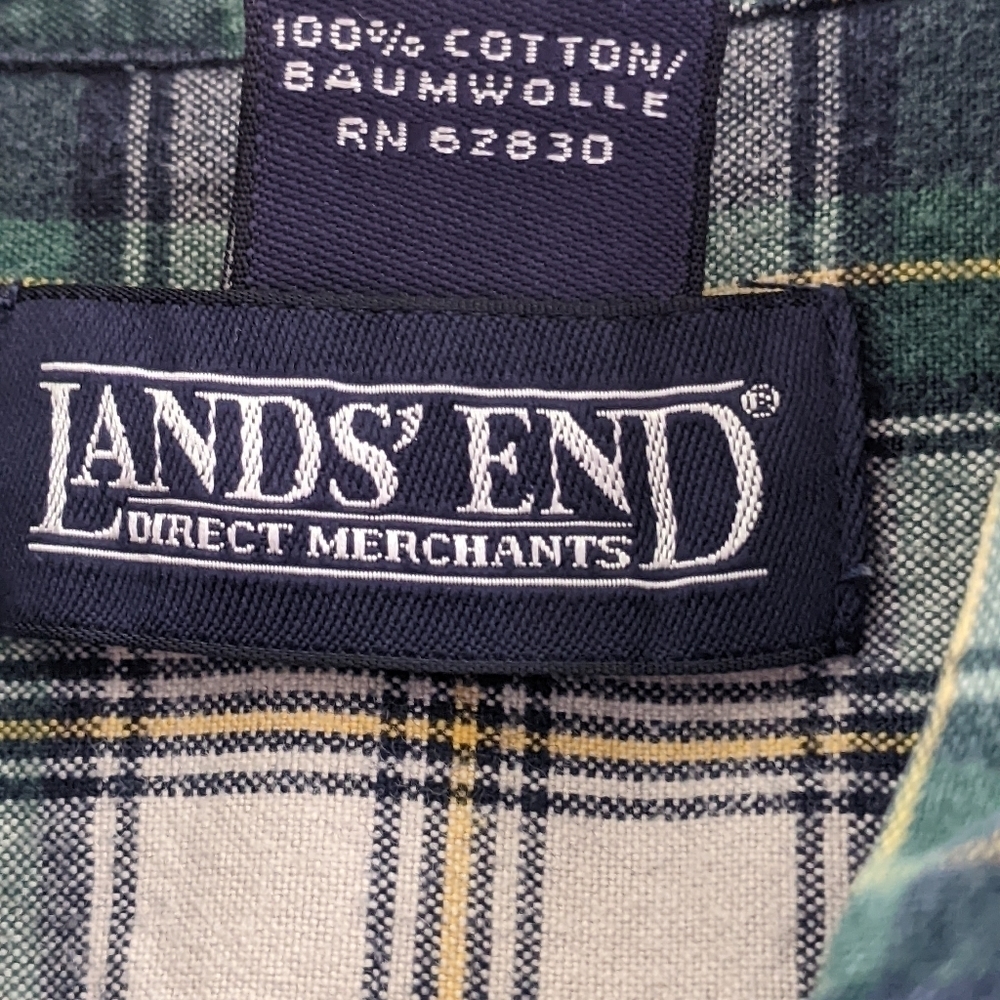 Lands' End Plaid Button Down Size Medium Cabincore - image 3